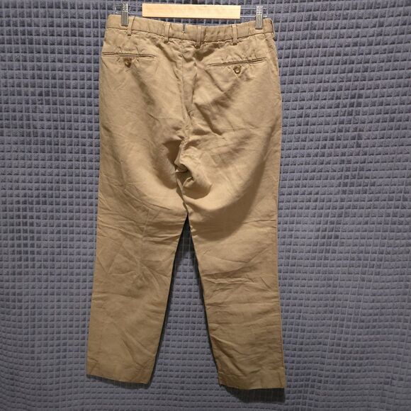 Incotex Slowear Linen Chinolino Pants 33x31 Khaki Flat Front Trousers Comfort - Picture 8 of 16